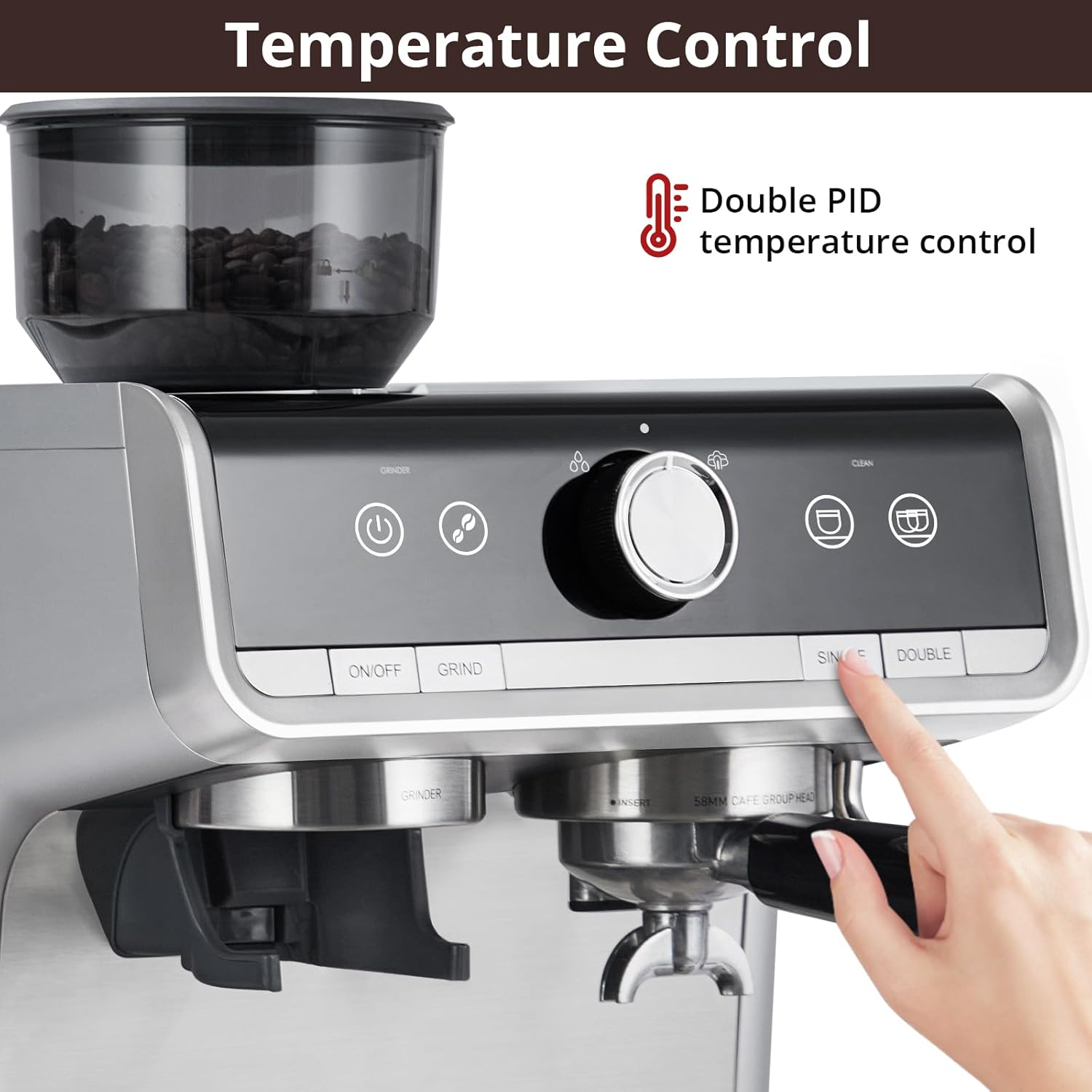 Stainless Steel Espresso Machine 20 Bar Pressure with Milk Frother 2.8l Water Tank G3302