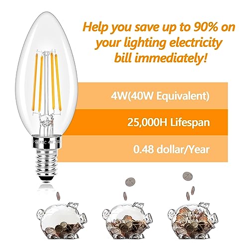 Pack of 5 Clear E12 Candelabra LED Bulbs 40W Equivalent 5000K Daylight White Non-Dimmable N97615