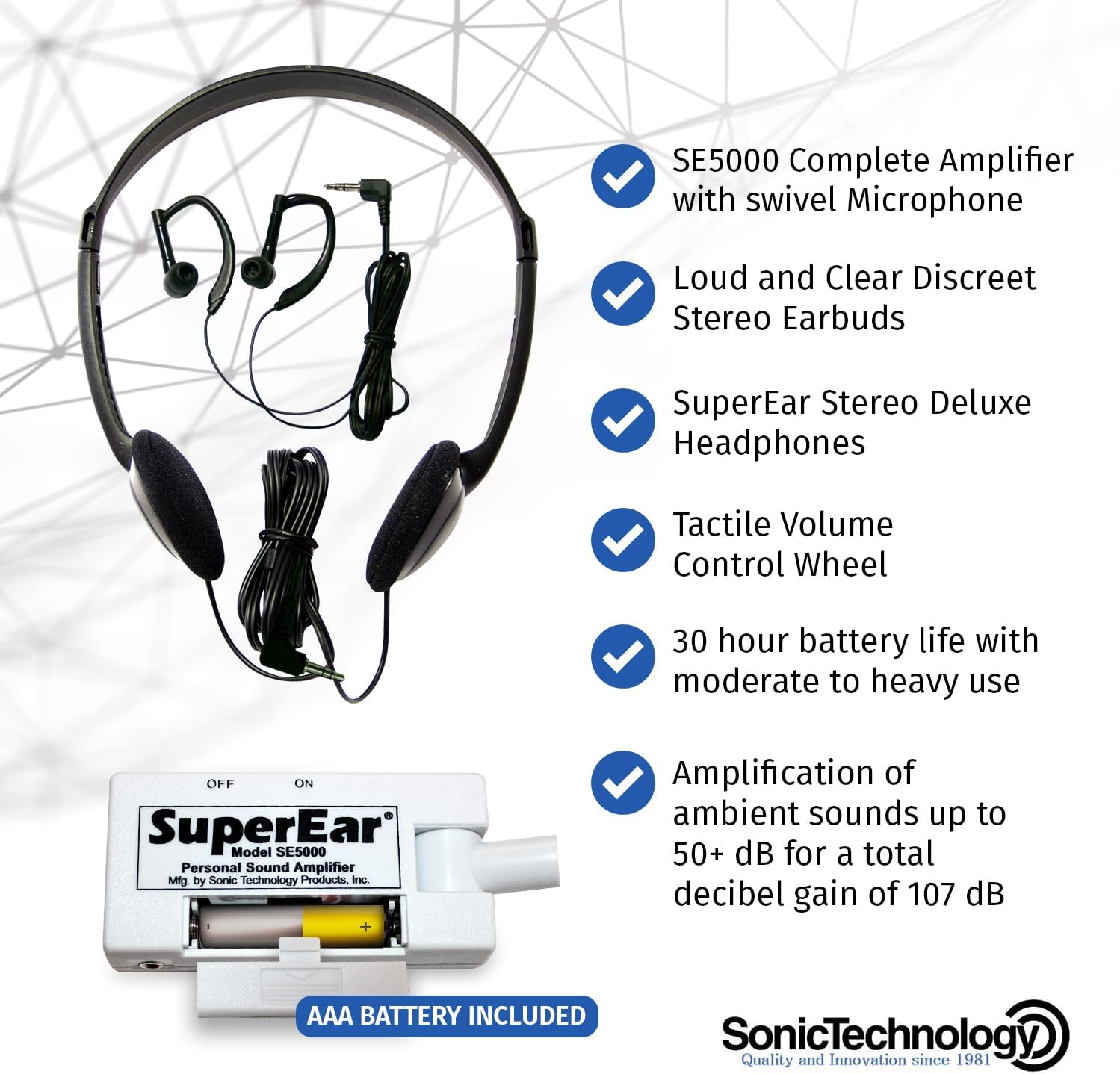 50dB Gain Hand Held Pocket Size Audio Amplifier with Headphones R940808