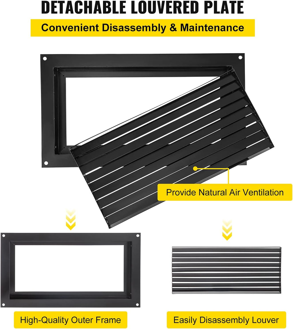 Black 8" x 16" Wall Mounted Flood Vent A118705