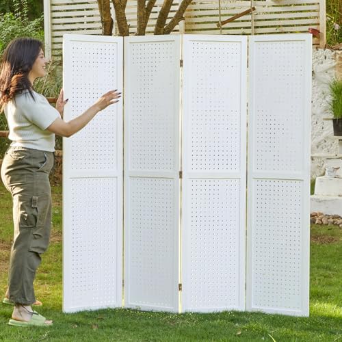 5.6Ft Wooden Folding Privacy Screen (4panels, Natural) B870254