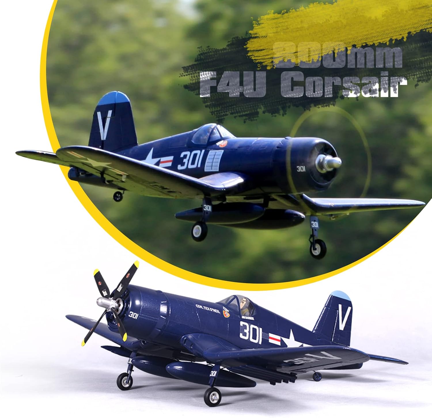 Blue 800mm F4U Corsair RC Airplane PNP E1767