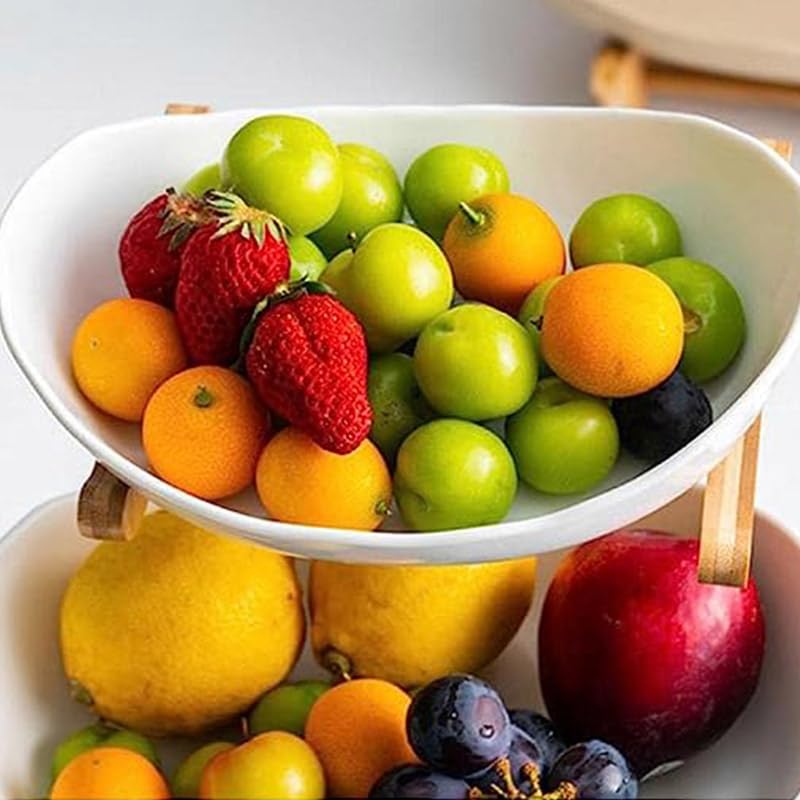 White 3 Tier Bamboo Fruit Basket P54589