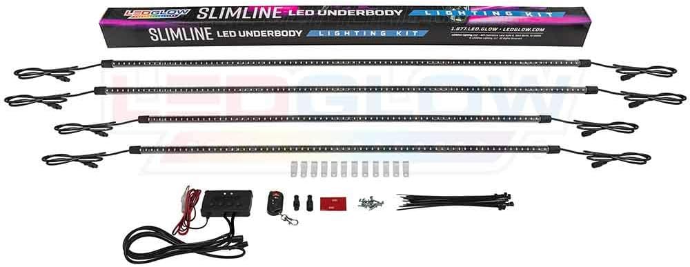 4pc Multi-Color LED Underbody Lighting Kit with Control Box & Remote Q417
