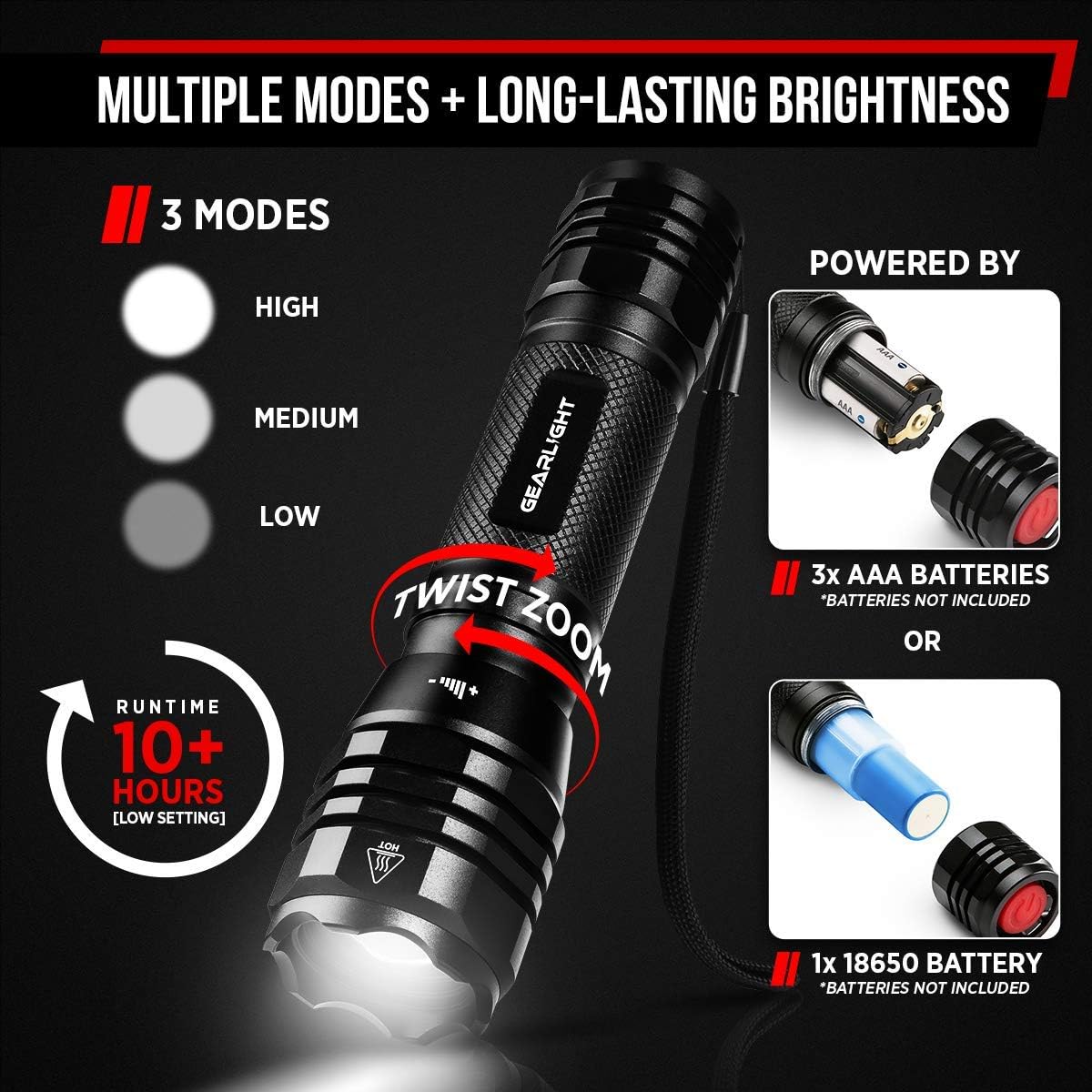 LED Flashlight with Zoomable Beam R6672