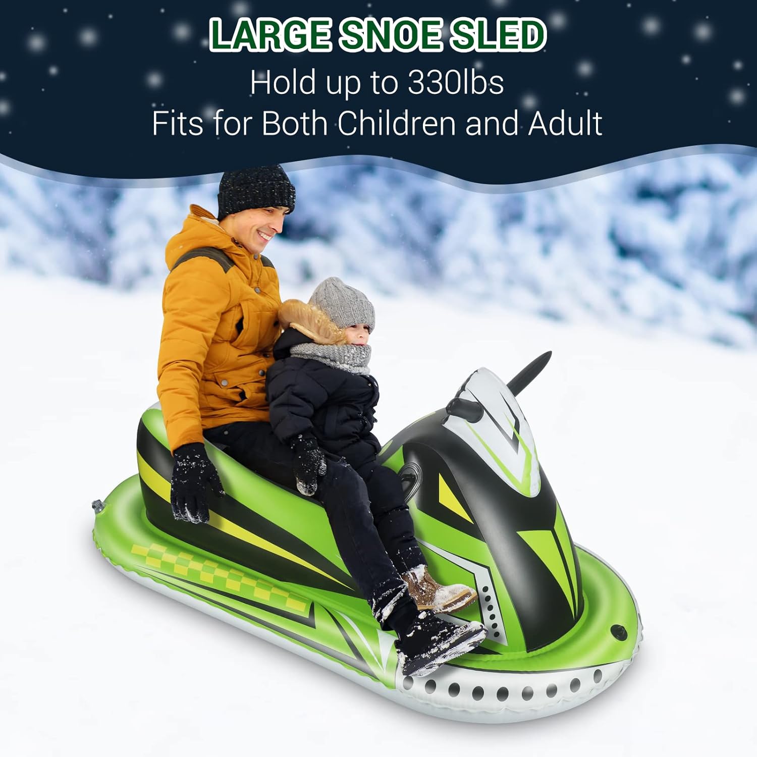 Heavy Duty Inflatable Snow Sled with Reinforced Handles and Drawstring J9629