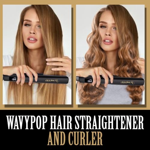 Flat Iron Hair Straightener & Curler 2 in 1 Pure Titanium 1.25" Rose Gold O653