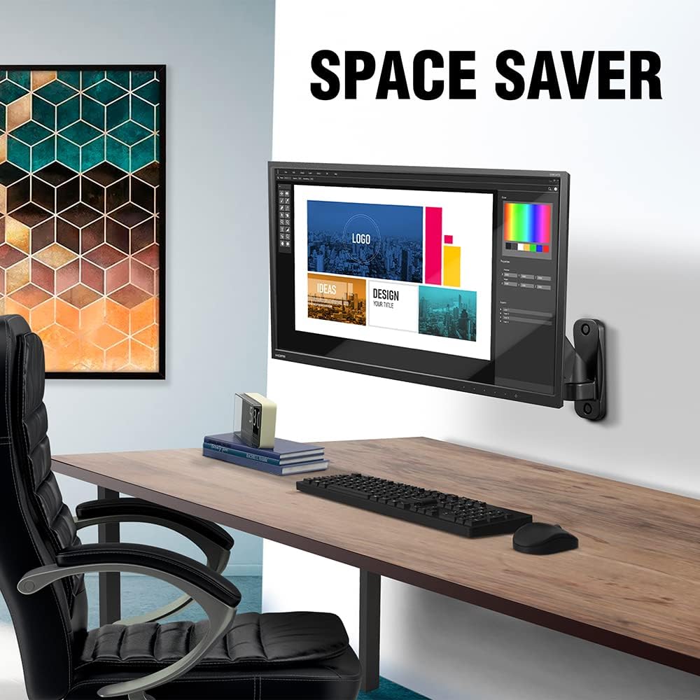 Black Full Motion Monitor Wall Mount Arm Q72822