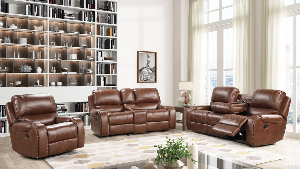 Brown Leather 3-Piece Sofa Set Z8304