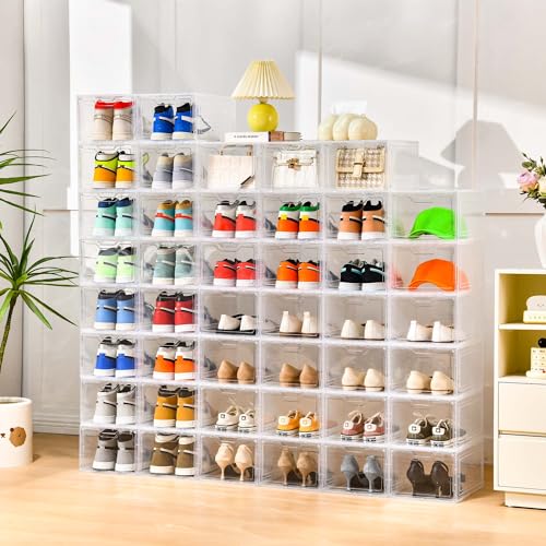 12 Pack Clear Plastic Stackable Shoe Storage Boxes S4206