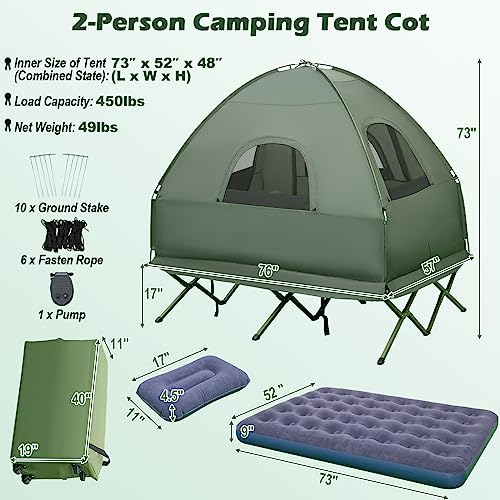 Tent Cot with Air Mattress, 2 Sleeping Bags, Carry Bag & Foot Pump G1745