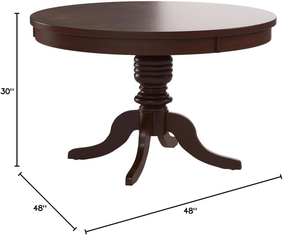 Wood Round Pedestal Dining Table in Cherry Finish I974