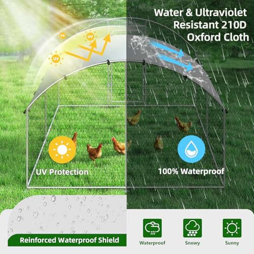 Large Metal Chicken Coop Walk-in Poultry Cage Chicken Run Pen Dog Kennel with Waterproof and Anti-Ultraviolet Cover (9.8' L x 19.7' W x 6.4' H) M711