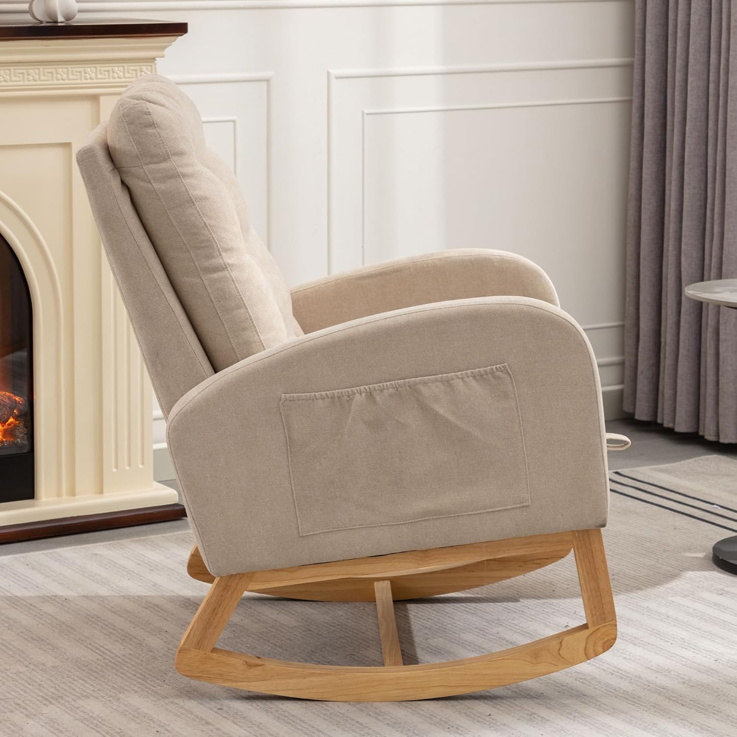 Beige Upholstered Rocking Chair Set of 1 R368