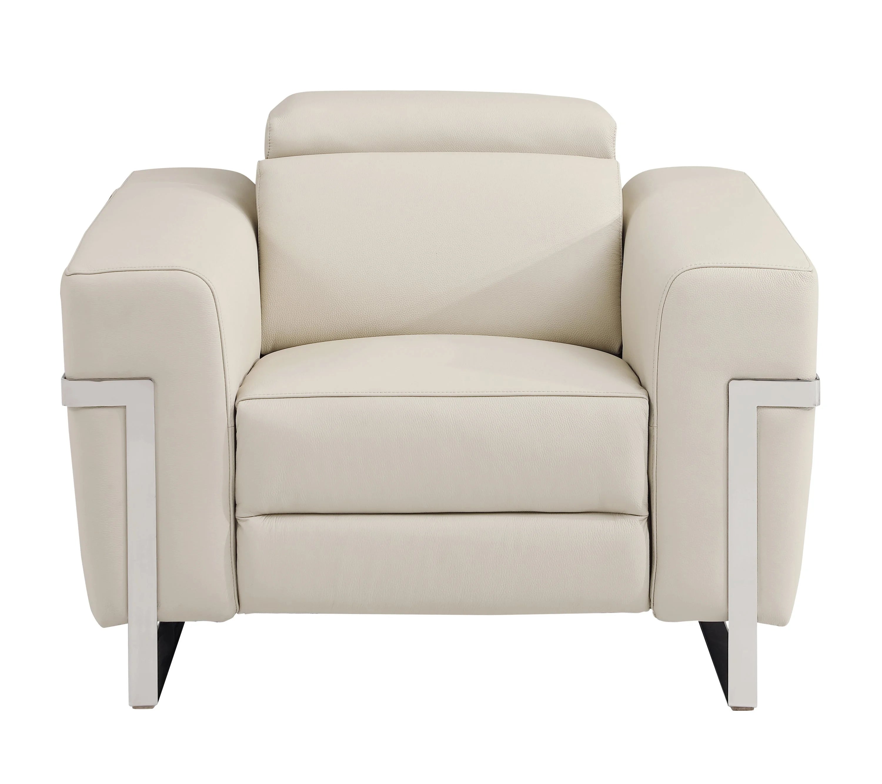 Beige Top Grain Italian Leather Power Recliner Chair O5017