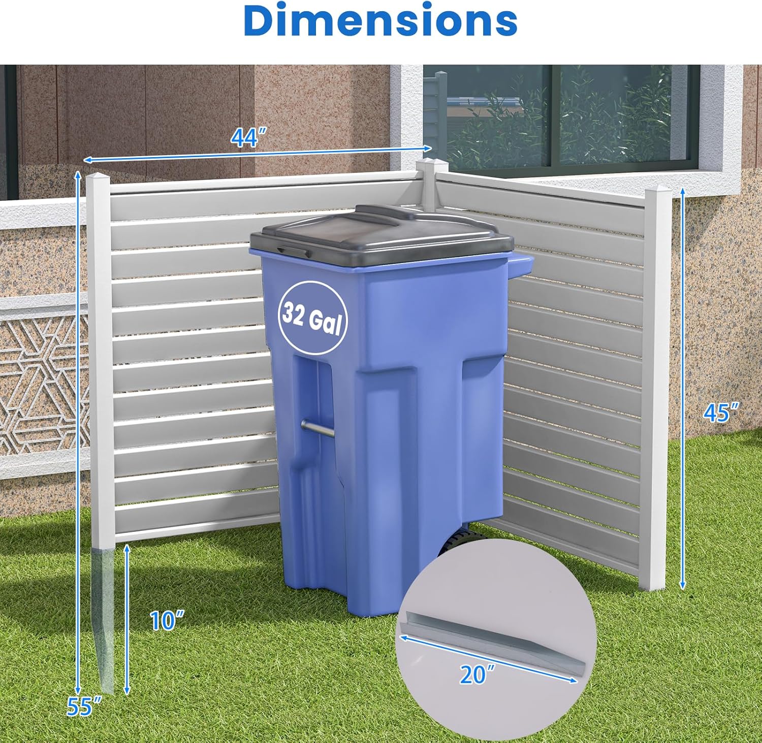 White Louvered Air Conditioner Fence 2 Panels H7568