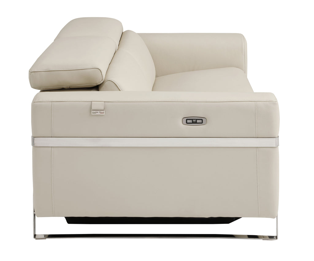 Beige Top Grain Italian Leather Power Recliner Chair O5017