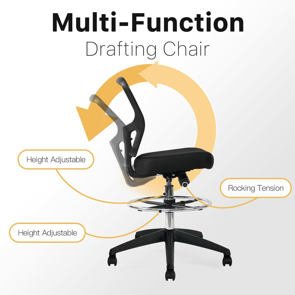 Adjustable Height Drafting Chair with Footrest V11005