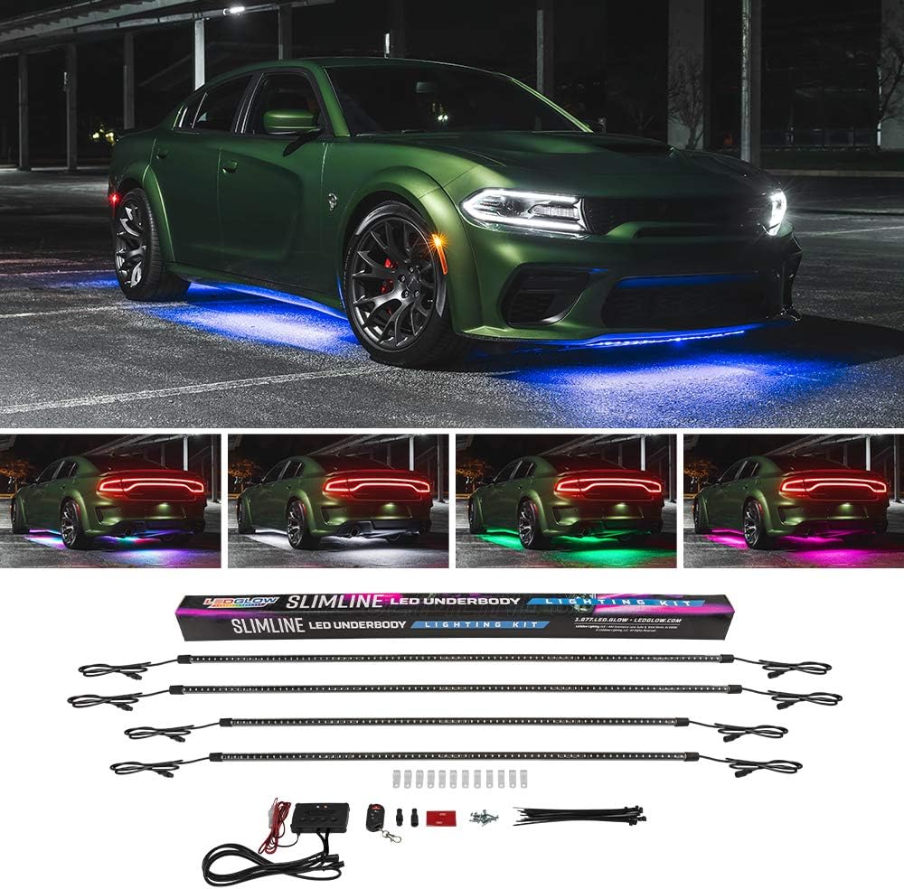 4pc Multi-Color LED Underbody Lighting Kit with Control Box & Remote Q417