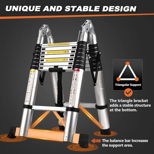 15.5 Ft Telescoping Aluminum Ladder with Non-Slip Feet Z208