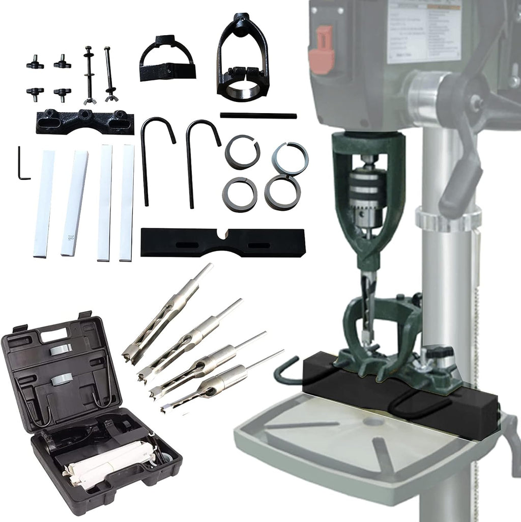 Bench Drill Locator Set, Square Hole Chisel Drilling Machine Woodworking Mortiser Location Tool, Mortising Attachment Kit A72211