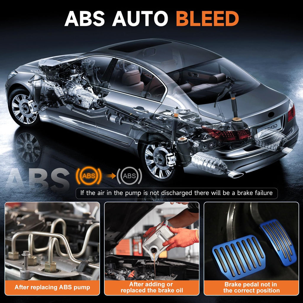 OBD2 Scanner with ABS Auto Bleed ABS SRS/Airbag Car Diagnostic Tool, 12V Car Battery Tester A171