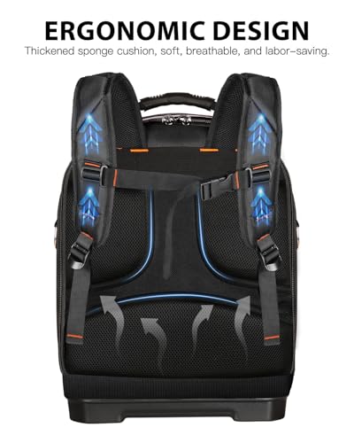 Brown Heavy Duty Tool Backpack with Removable Tool Organizer and Laptop Compartment U2183