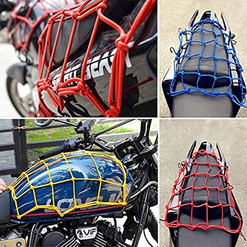 2 Pcs 15 inch Heavy-Duty Elastic Motorcycle Cargo Net with 6 Adjustable Hooks R5173