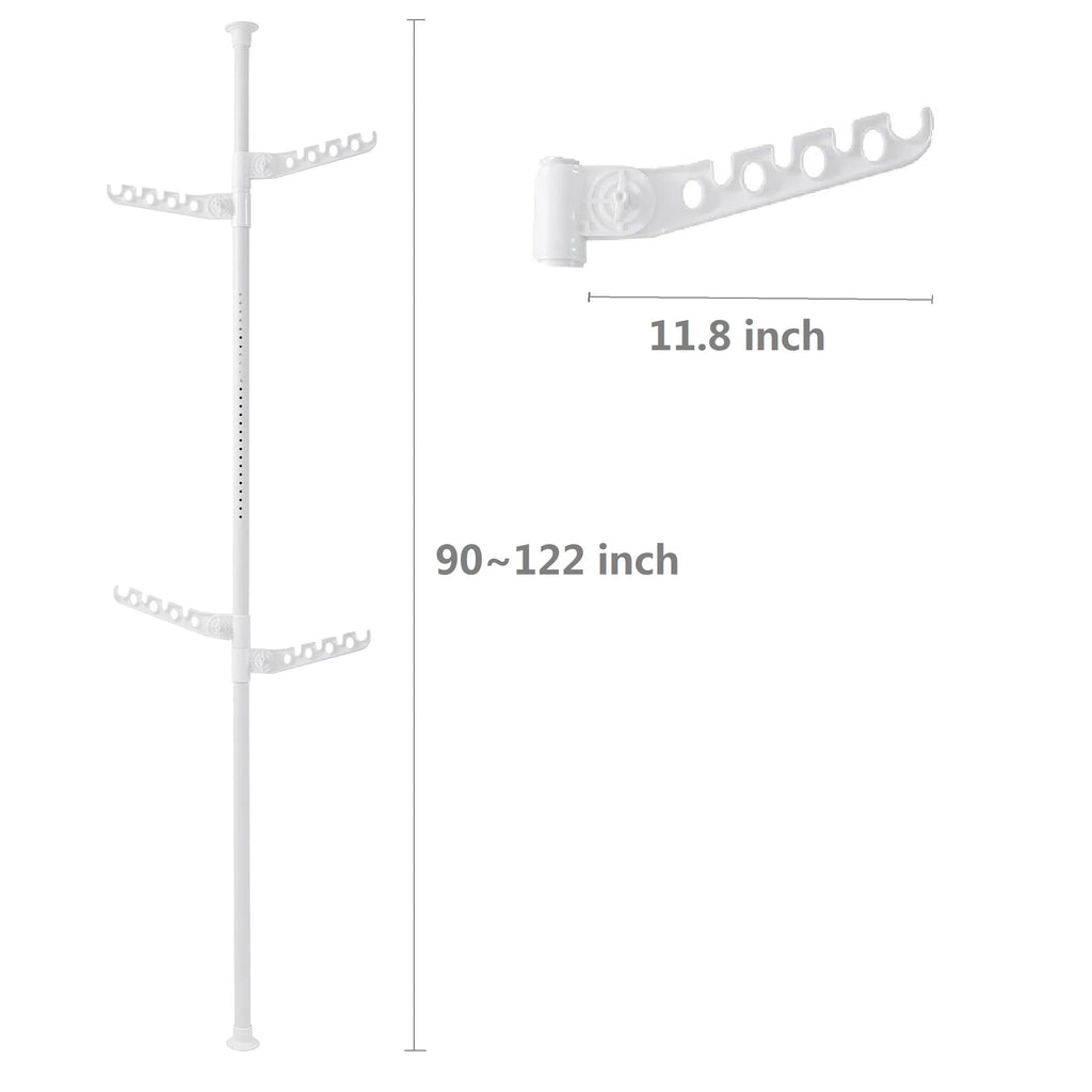 Black Adjustable Floor to Ceiling Tension Clothes Drying Rack A630239