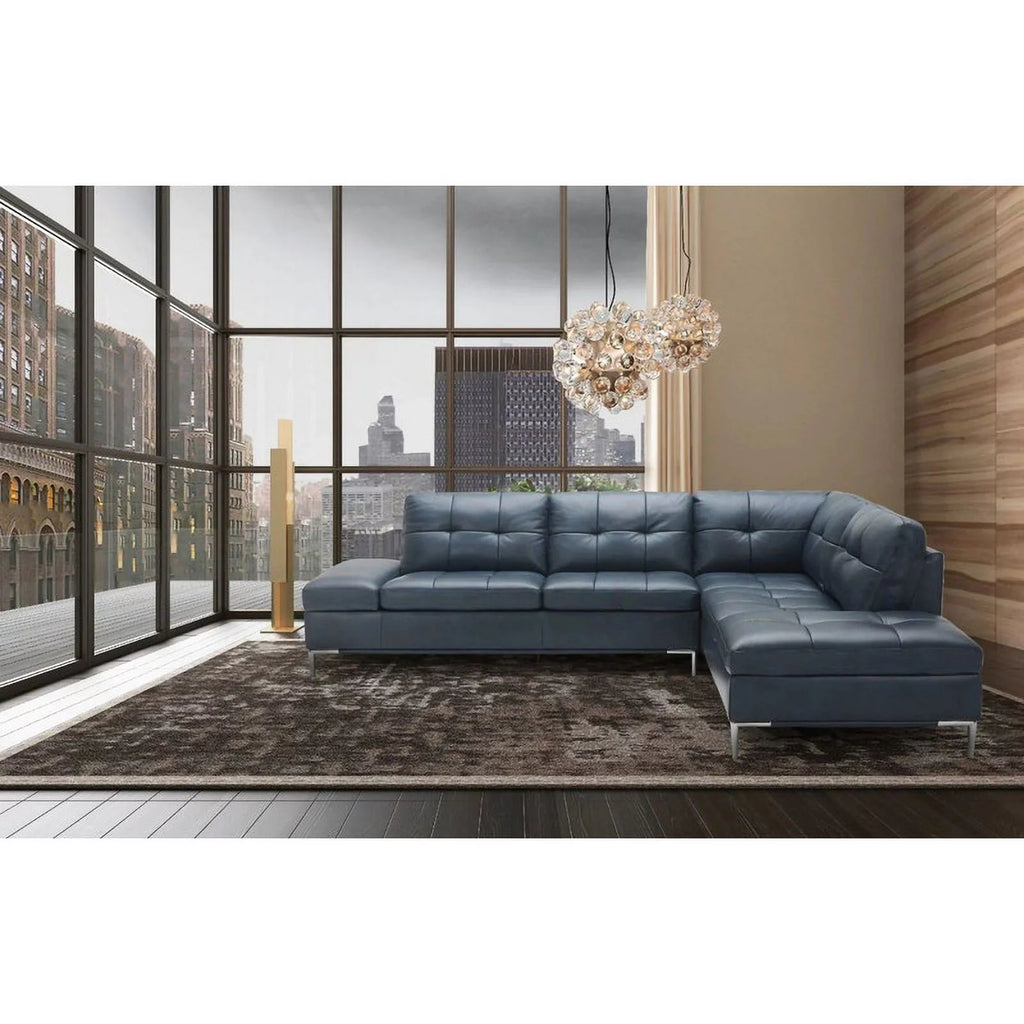 Blue Italian Leather Sectional Sofa Z479