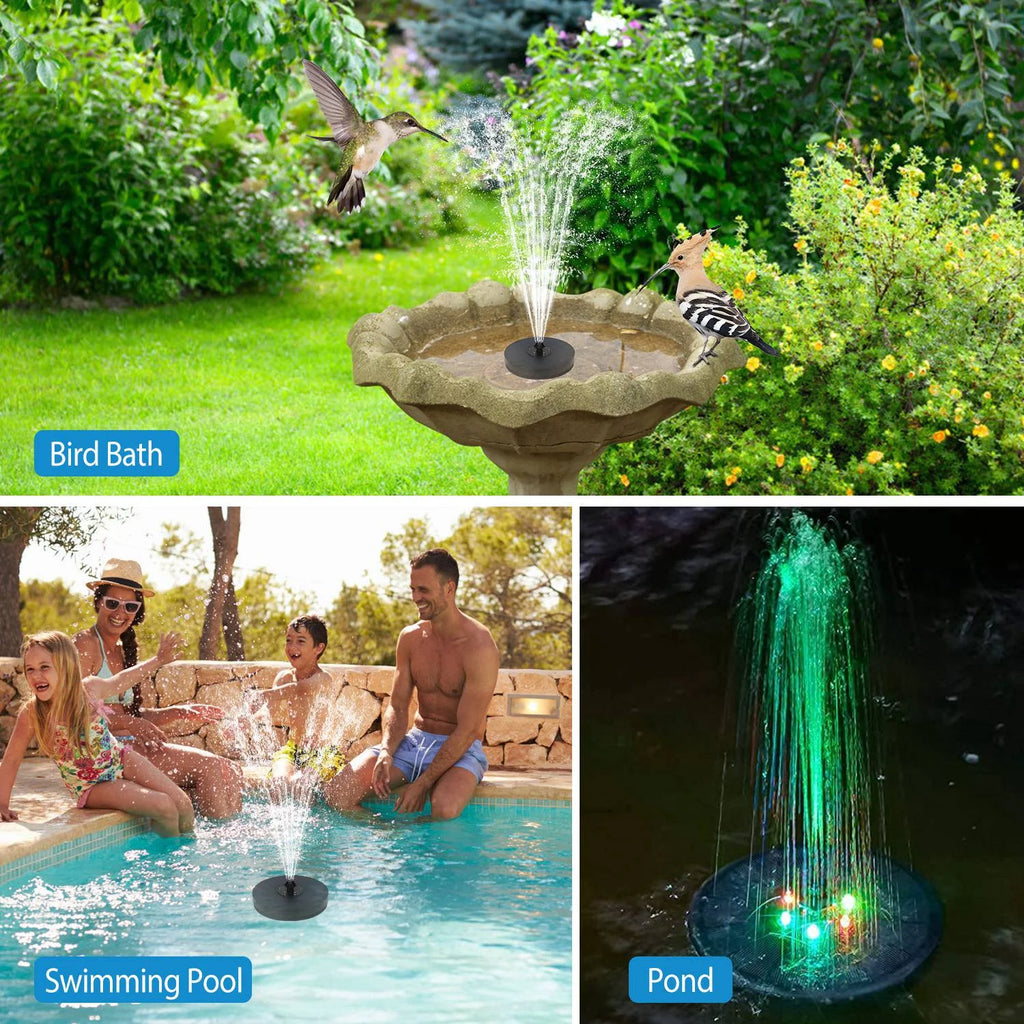 Solar Powered Fountain Pump With LED Lights 7 Nozzles V3237