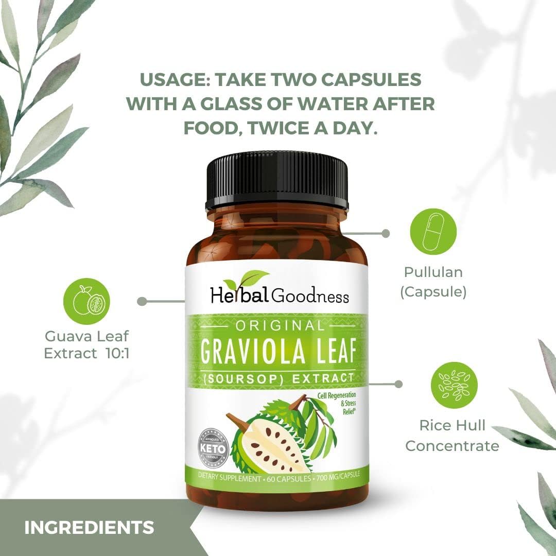Graviola Soursop Capsules 60ct 700mg Per Serving F7948