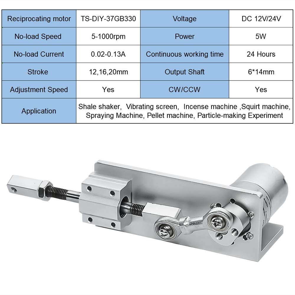 60RPM Adjustable Stroke 12/16/20mm DC Electric Motor N5838