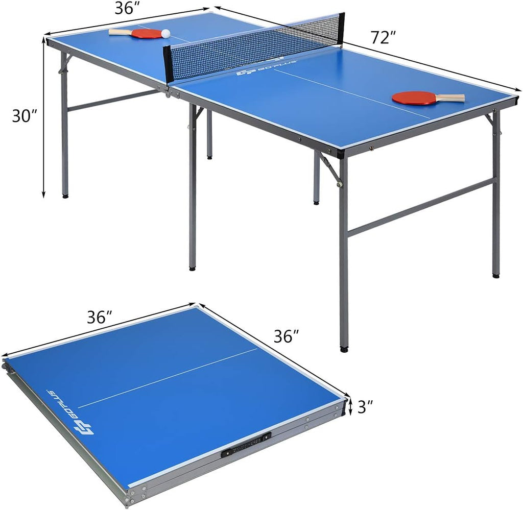 Foldable Ping Pong Table with Net, 2 Paddles and Ping Pong Balls R7910