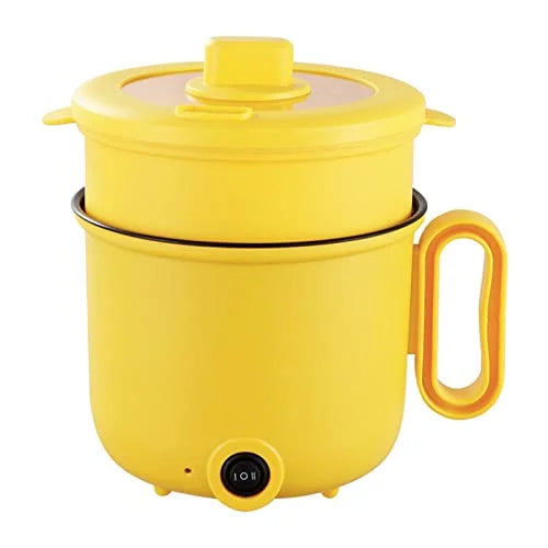 Electric Cooking Pot 1.5L Coated Clear Lid Yellow Double Layer X603