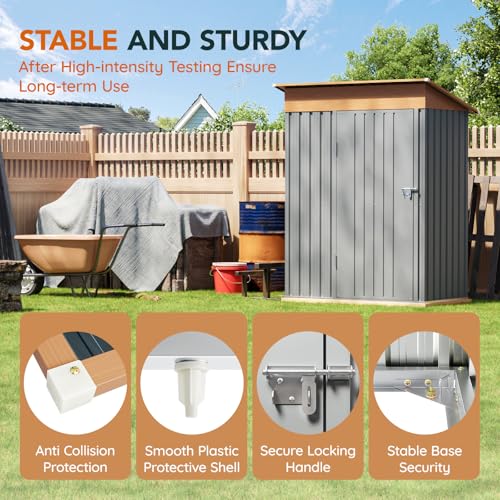 Compact Metal Tool Shed with Lockable Door (Matte Gray) I2287