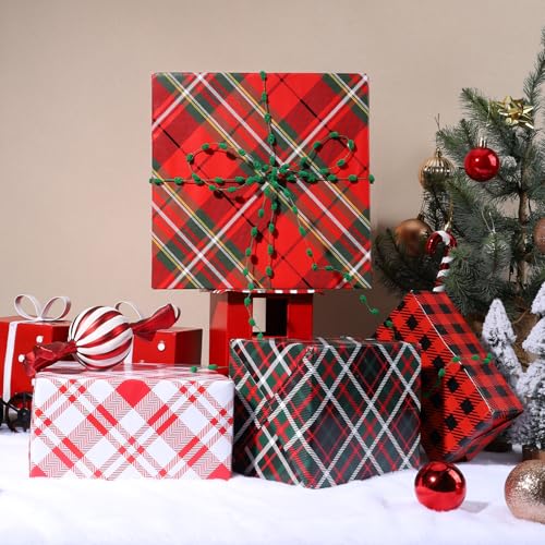 Reversible Kraft Christmas Wrapping Paper - Jumbo Roll - 30 Inch X 33 Feet - Vintage Trucks Design D8251