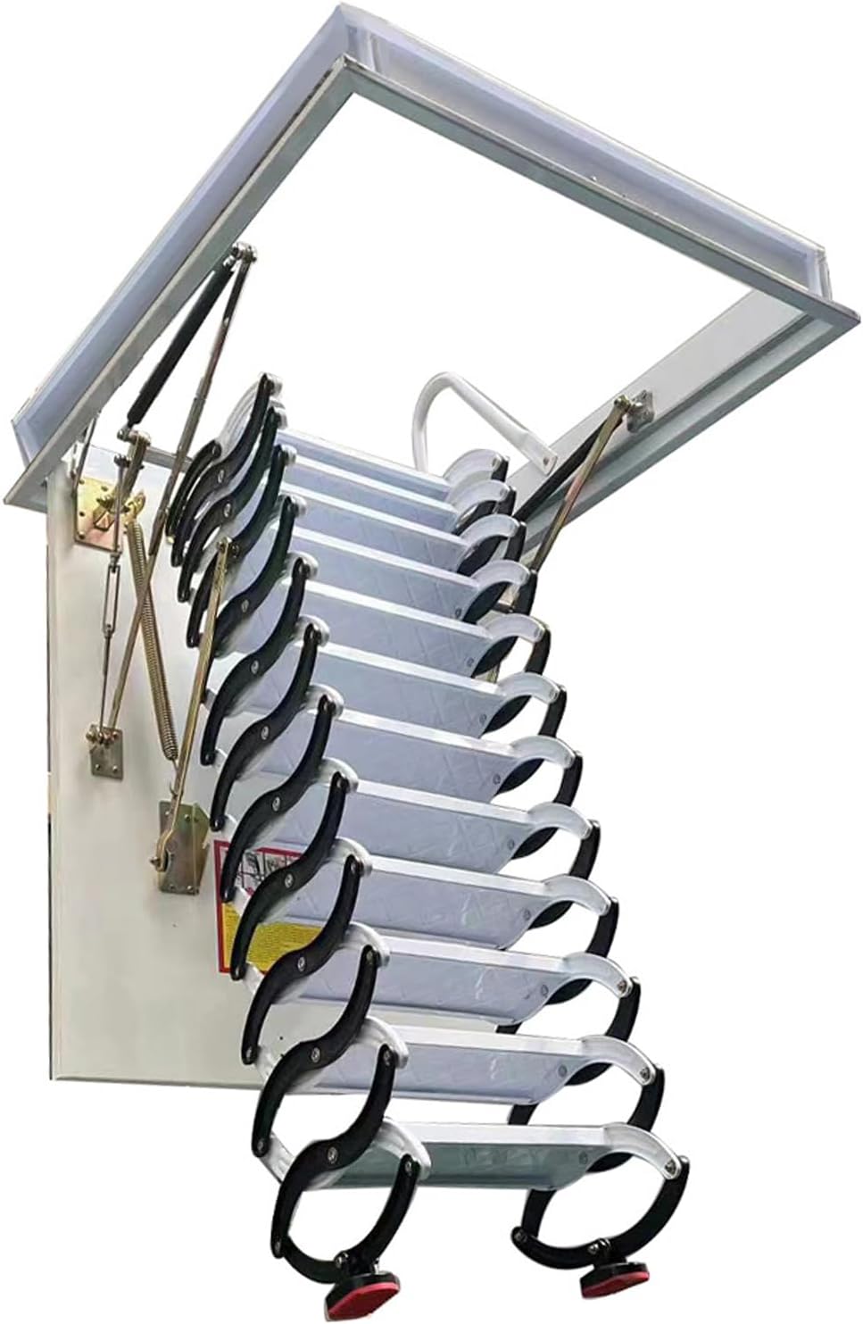 Black + White 9.84ft Adjustable Height Retractable Attic Ladder A139125