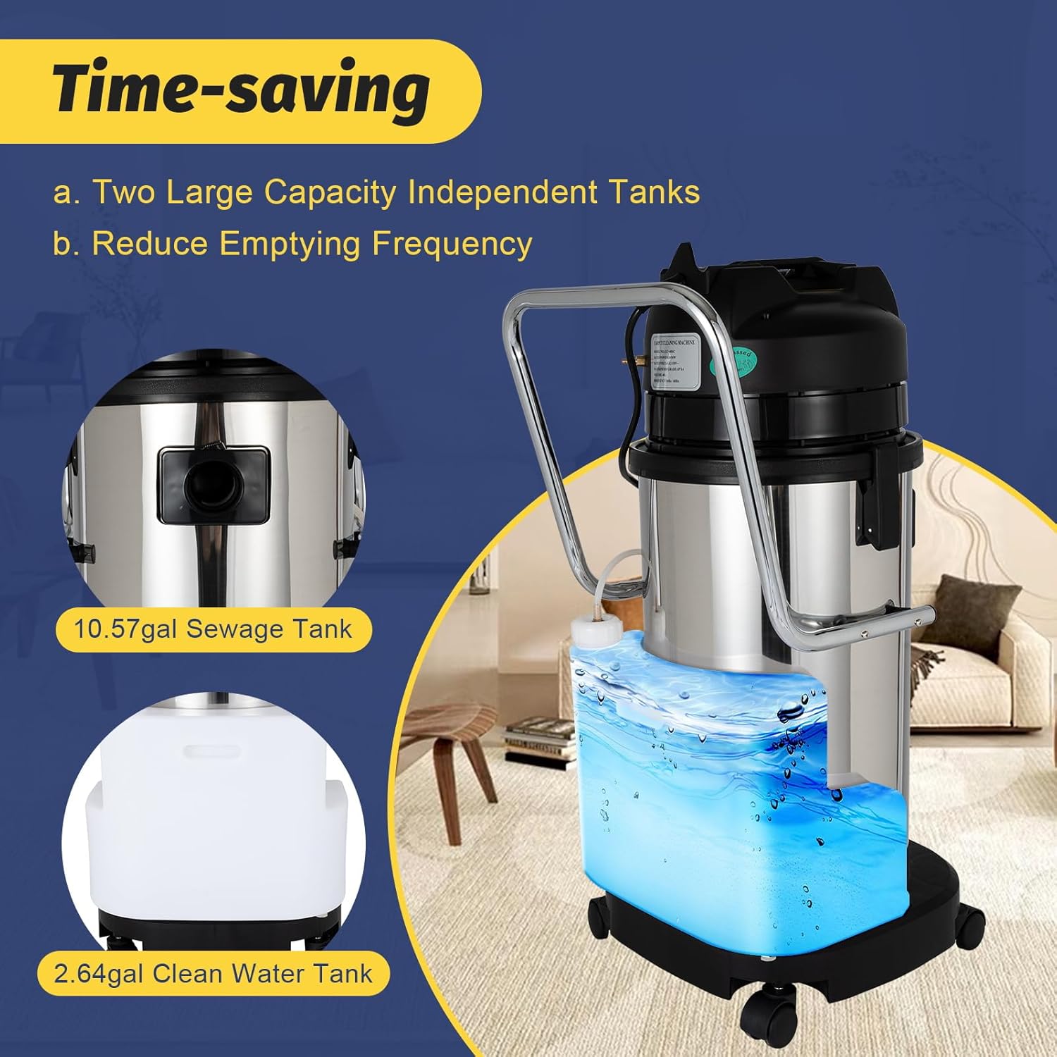 40L Commercial Carpet Cleaner Machine with Circulating Air Cooling Systems D855331