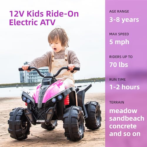 12V Battery Powered Electric Ride On ATV Car with MP3, USB, LED Headlight (Red) R977
