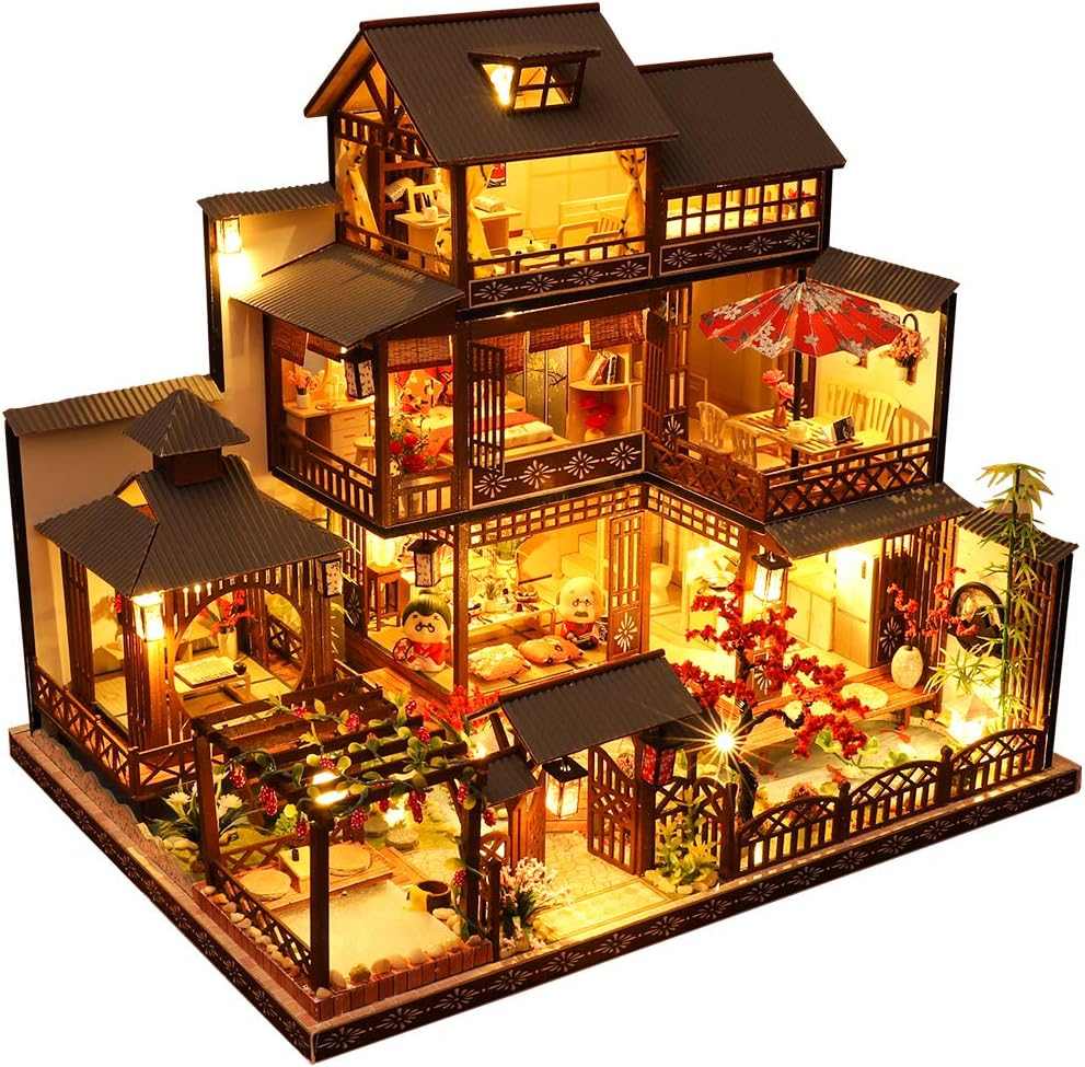 1:24 Scale Wooden Miniature Dollhouse Kit with Furniture B949