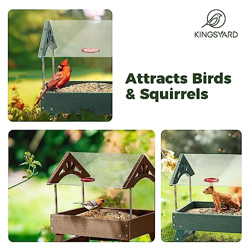 Brown Recycled Plastic Platform Bird Feeder, 5 LBS Large Capacity L52907
