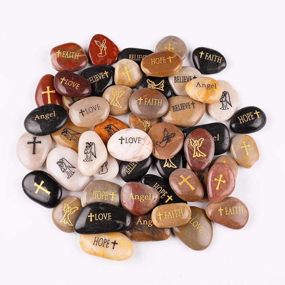 50PCS 2"-3" Engraved Inspirational Stones N33882