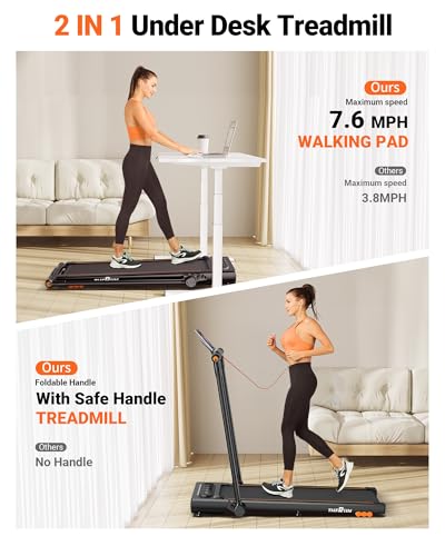2 in 1 Under Desk Walking Pad Treadmill with LED Touch Screen W846