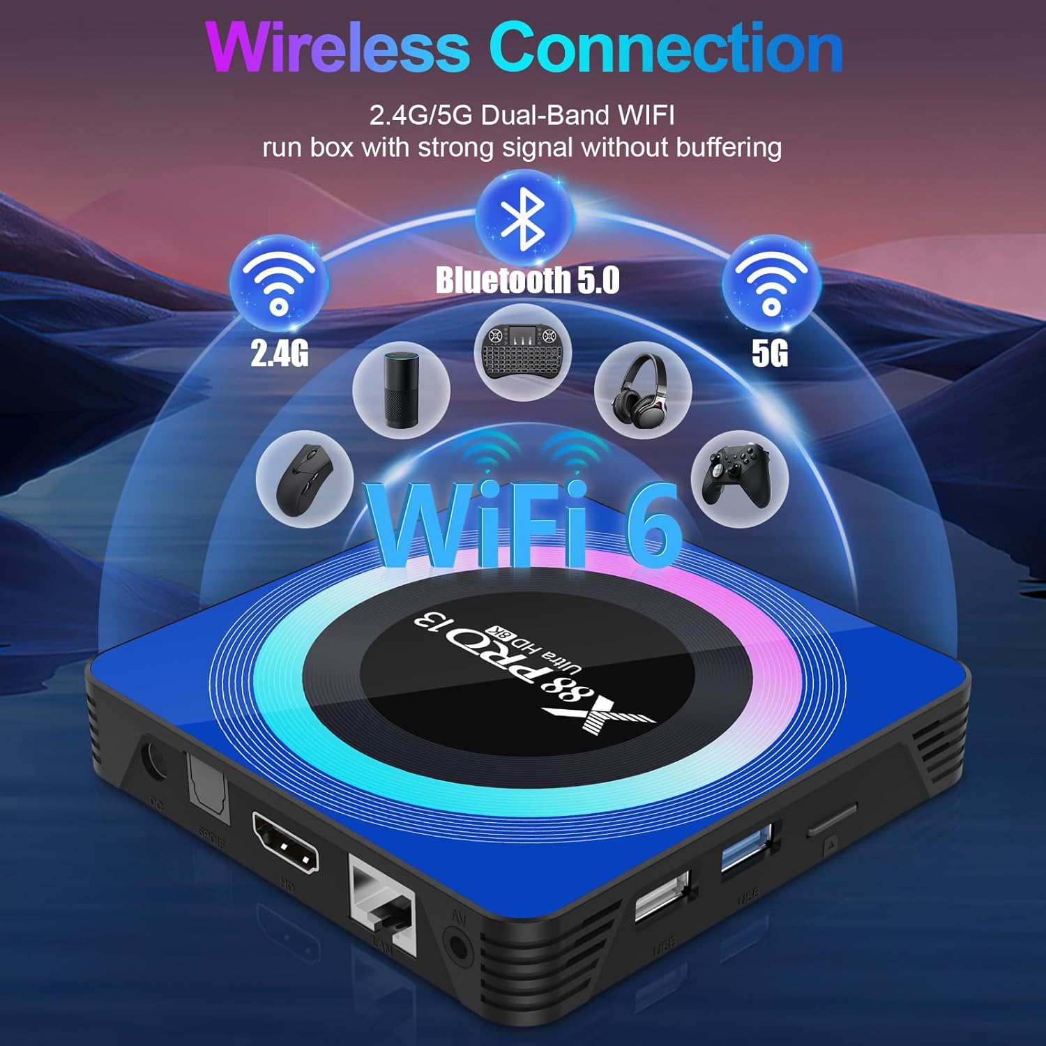 Android 13.0 TV Box, 4GB RAM 64GB ROM, WiFi6, HDR10 I156
