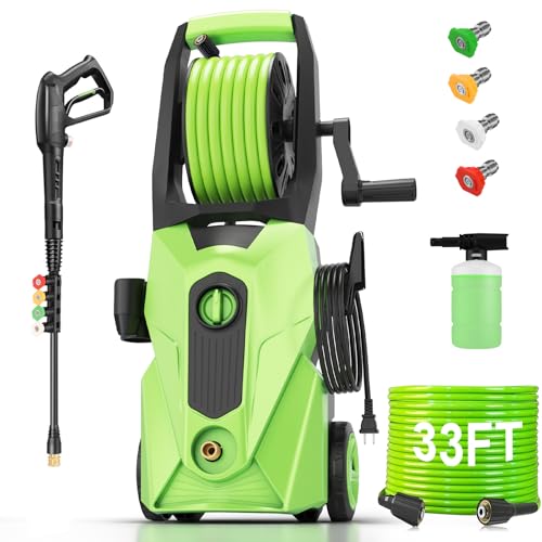 Electric Pressure Washer 5000 PSI 4.0 GPM with 33ft Hose, 4 Nozzle and Foam Cannon, Green Z3417