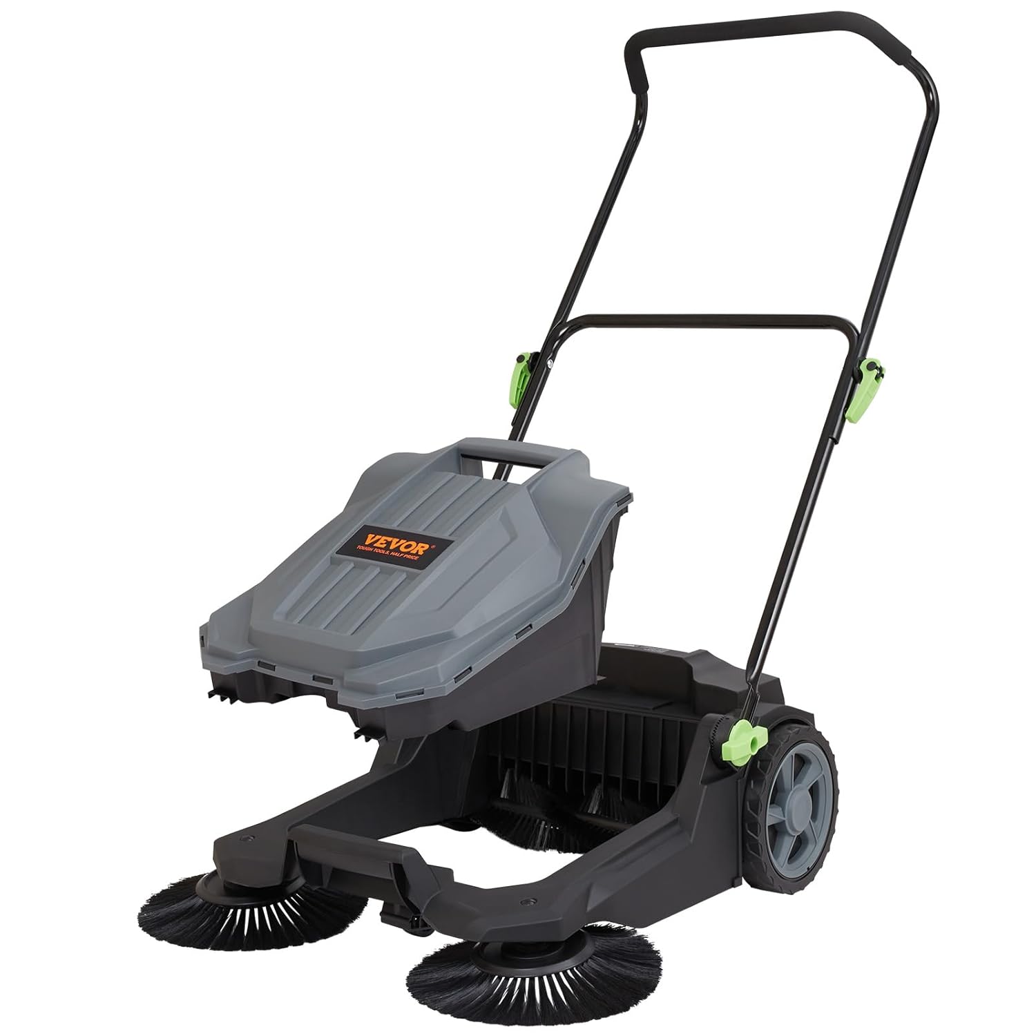 25.6" Sweeping Width Manual Non-Electric Floor Sweeper with 5-Gallon Waste Container X520