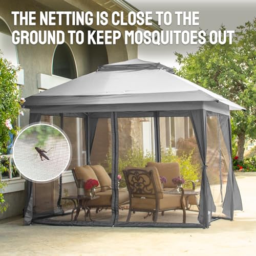 13x13 Grey Pop Up Gazebo with Wheeled Cover Bag A347211