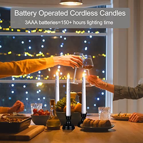 6PCS Flameless Taper Candles with Remote, 8 Inch Battery Operated LED Window Candle Lights (Ivory) J429034