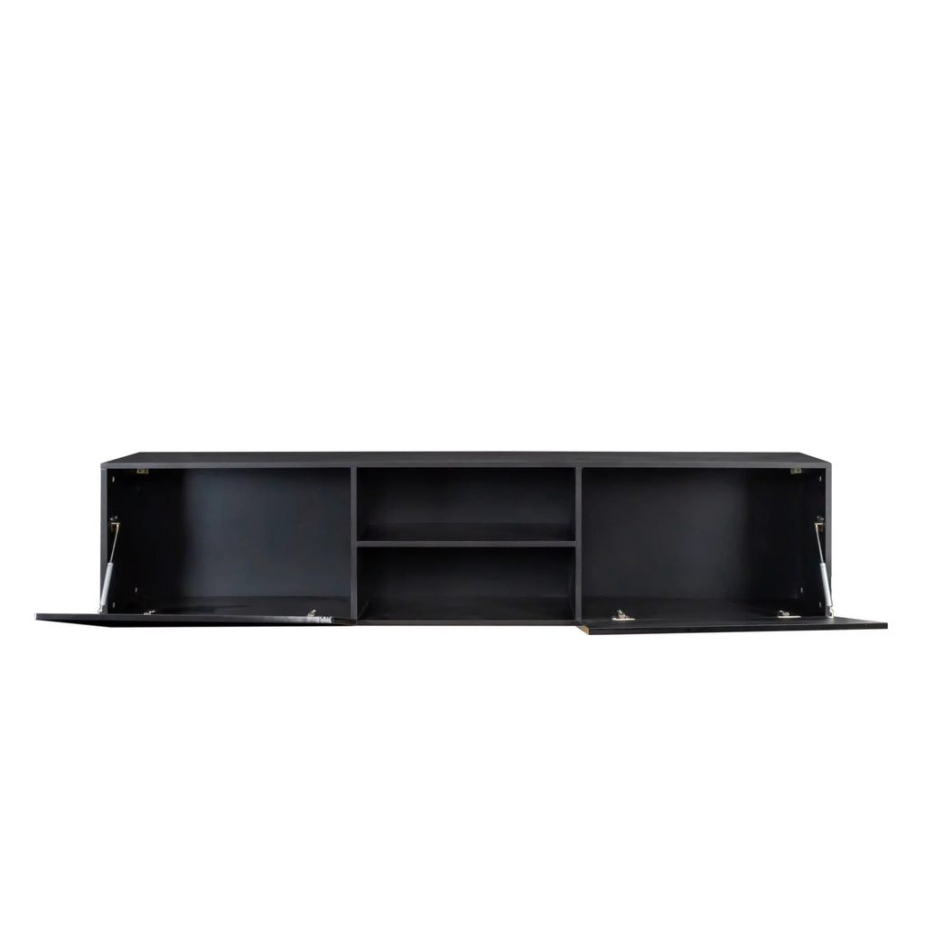 Floating TV Stand with Shelf and Clamshell Doors H1027